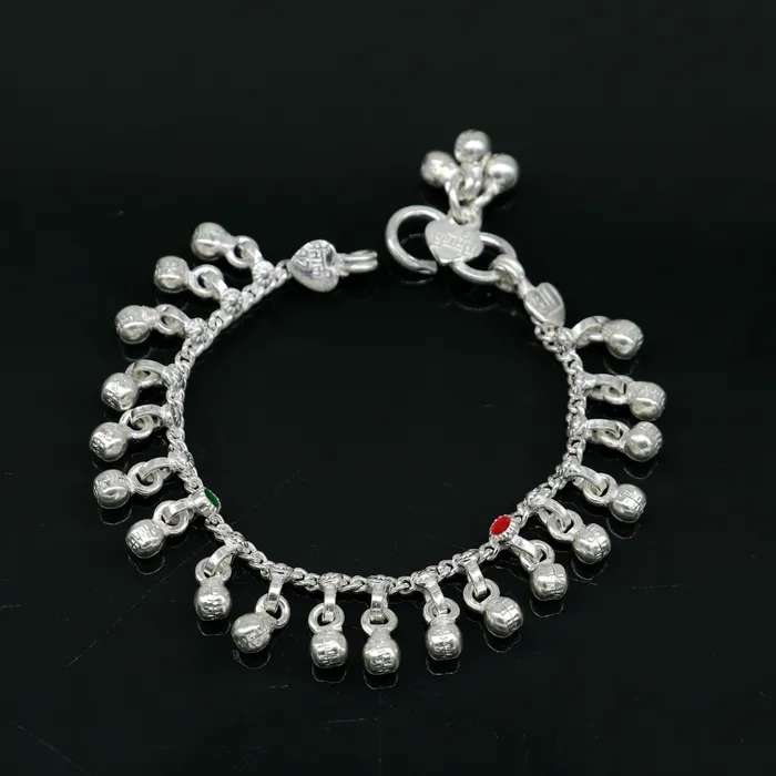 Bracelets 55 handmade solid sterling silver waved jingling bells noisy anklets excellent gifting baby foot bracelet charm kids jewelry ank358 TRIBAL ORNAMENTS