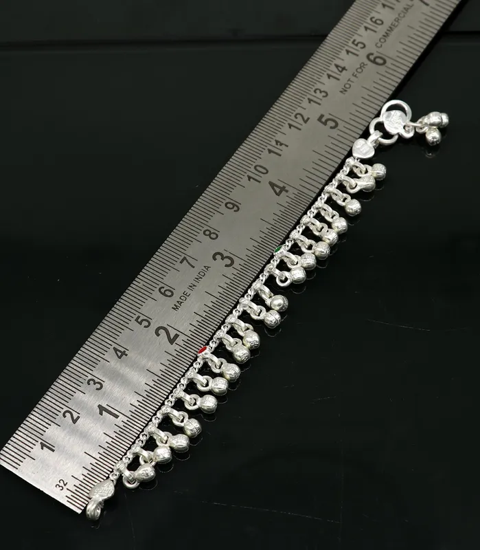 Bracelets 55 handmade solid sterling silver waved jingling bells noisy anklets excellent gifting baby foot bracelet charm kids jewelry ank358 TRIBAL ORNAMENTS
