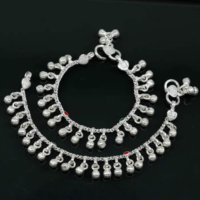 Bracelets 55 handmade solid sterling silver waved jingling bells noisy anklets excellent gifting baby foot bracelet charm kids jewelry ank358 TRIBAL ORNAMENTS