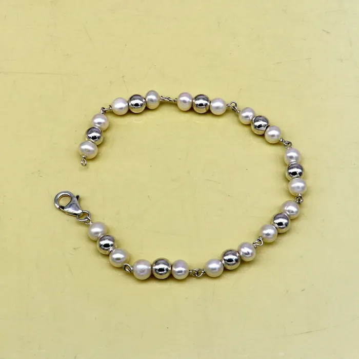 Bracelets 925 sterling silver handmade 55 mm round beads balls pearl bracelet fabulous customized 75long beaded bracelet stylish gift sbr212 TRIBAL ORNAMENTS