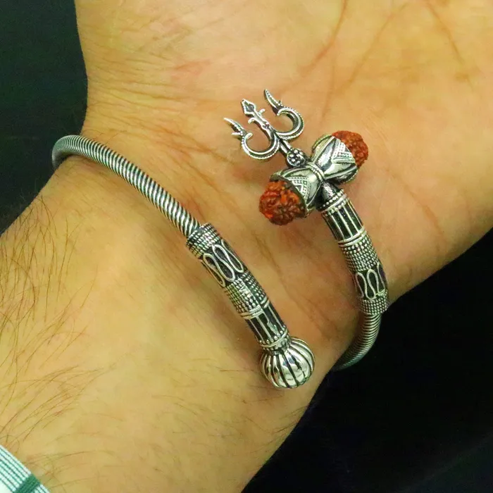 Bracelets 925 sterling silver handmade gorgeous customized lord shiva bangle bracelet excellent trident trishul with rudraksha unisex jewelry nssk17 TRIBAL ORNAMENTS