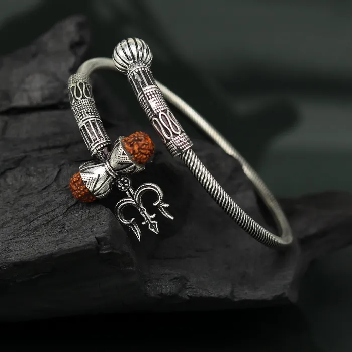 Bracelets 925 sterling silver handmade gorgeous customized lord shiva bangle bracelet excellent trident trishul with rudraksha unisex jewelry nssk17 TRIBAL ORNAMENTS