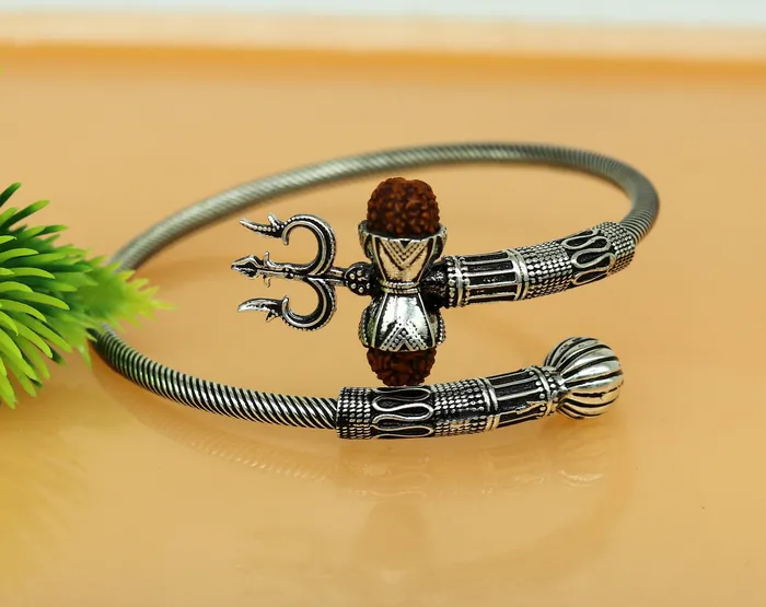 Bracelets 925 sterling silver handmade gorgeous customized lord shiva bangle bracelet excellent trident trishul with rudraksha unisex jewelry nssk17 TRIBAL ORNAMENTS