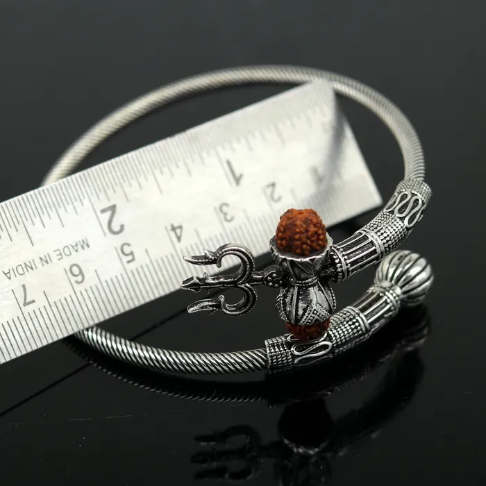Bracelets 925 sterling silver handmade gorgeous customized lord shiva bangle bracelet excellent trident trishul with rudraksha unisex jewelry nssk17 TRIBAL ORNAMENTS