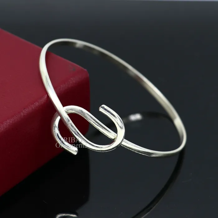 Bracelets 925 sterling silver plain shiny Adjustable bracelet kada excellent personalized gifting stylish fancy bangle mens or girls Hnssk732 TRIBAL ORNAMENTS