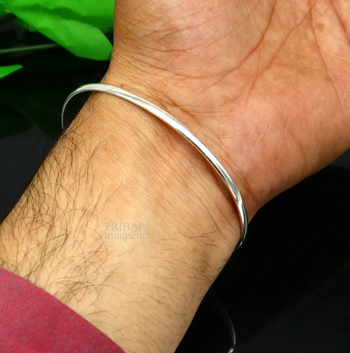 Bracelets 925 sterling silver plain shiny Adjustable bracelet kada excellent personalized gifting stylish fancy bangle mens or girls Hnssk732 TRIBAL ORNAMENTS