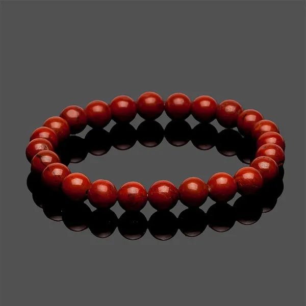 Bracelets B1218 Burnt OrangeRed Natural Volcanic Stone Bracelet 01