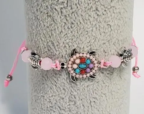 Bracelets polly B375 Light Pink Bead Turtle Cord Bracelet