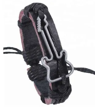 Bracelets POLLY B694 Black Leather Guitar Bracelet
