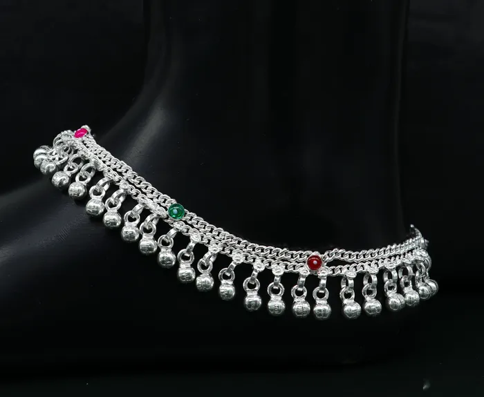 Bracelets TRIBAL ORNAMENTS 105 long handmade sterling silver gorgeous ankle bracelet wonderful noisy hanging bells charm anklets girls womens belly dance ank338 Bracelets TRIBAL ORNAMENTS 105 long handmade sterling silver gorgeous ankle bracelet wonderful noisy hanging bells charm anklets girls womens belly dance ank338