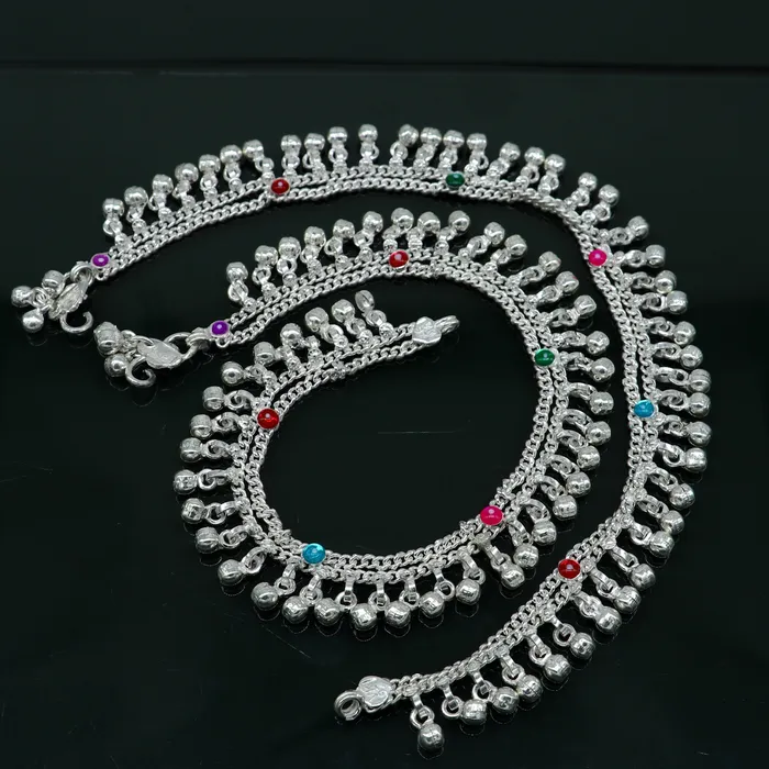 Bracelets TRIBAL ORNAMENTS 105 long handmade sterling silver gorgeous ankle bracelet wonderful noisy hanging bells charm anklets girls womens belly dance ank338