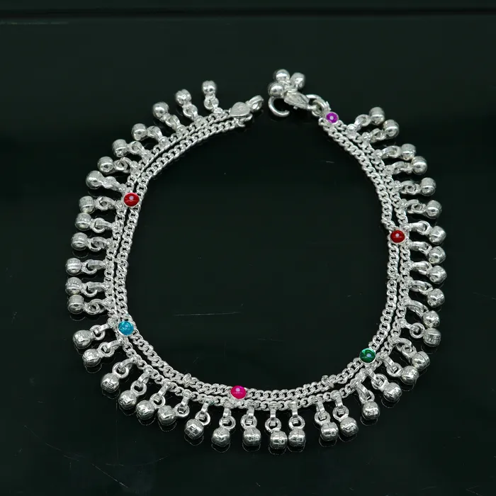Bracelets TRIBAL ORNAMENTS 105 long handmade sterling silver gorgeous ankle bracelet wonderful noisy hanging bells charm anklets girls womens belly dance ank338