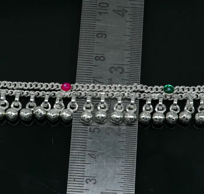 Bracelets TRIBAL ORNAMENTS 105 long handmade sterling silver gorgeous ankle bracelet wonderful noisy hanging bells charm anklets girls womens belly dance ank338