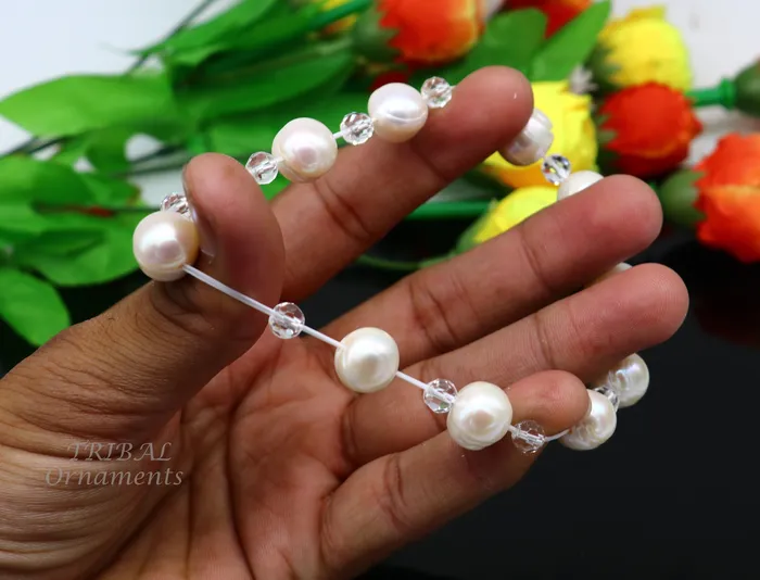 Bracelets TRIBAL ORNAMENTS 141carat 11mm fresh water pearl adjustable bracelet for both mens and womens Amazing natural real gray color pearl or moti bracelet pbr03