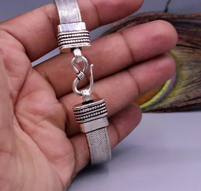 Bracelets TRIBAL ORNAMENTS 8 Handmade solid 925 sterling silver vintage wheat chain foxtail chain bracelet unisex elegant jewelry for wrist belt gifting sbr66