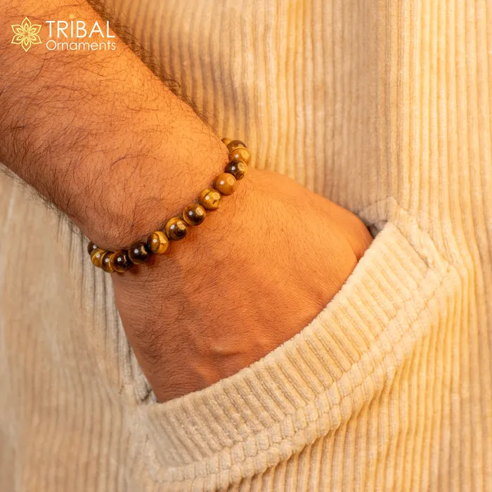 Bracelets TRIBAL ORNAMENTS 8 MM tiger eye natural stone beaded handmade bracelet customized unisex Jewelry stnbr149 Bracelets TRIBAL ORNAMENTS 8 MM tiger eye natural stone beaded handmade bracelet customized unisex Jewelry stnbr149