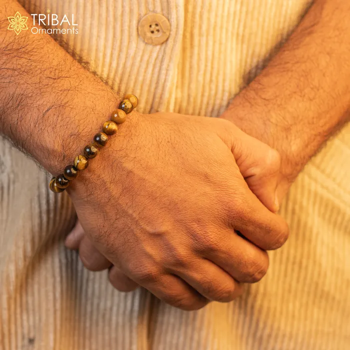 Bracelets TRIBAL ORNAMENTS 8 MM tiger eye natural stone beaded handmade bracelet customized unisex Jewelry stnbr149 Bracelets TRIBAL ORNAMENTS 8 MM tiger eye natural stone beaded handmade bracelet customized unisex Jewelry stnbr149