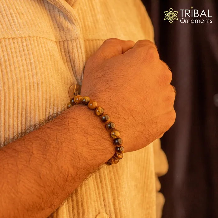 Bracelets TRIBAL ORNAMENTS 8 MM tiger eye natural stone beaded handmade bracelet customized unisex Jewelry stnbr149 Bracelets TRIBAL ORNAMENTS 8 MM tiger eye natural stone beaded handmade bracelet customized unisex Jewelry stnbr149