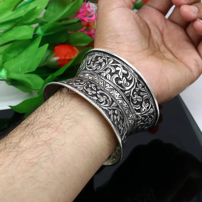 Bracelets TRIBAL ORNAMENTS 925 sterling silver adjustable tribal cuff bracelet excellent wedding cuff bangle bracelet Tribal ethnic boho Navratri jewelry cuff190