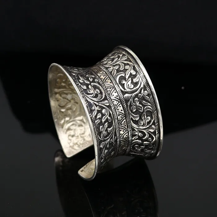 Bracelets TRIBAL ORNAMENTS 925 sterling silver adjustable tribal cuff bracelet excellent wedding cuff bangle bracelet Tribal ethnic boho Navratri jewelry cuff190