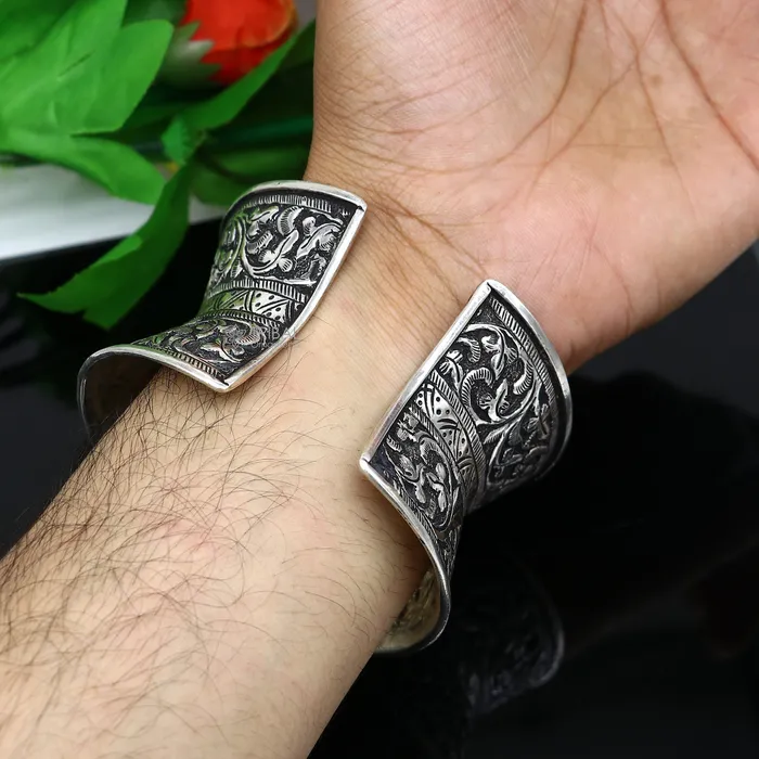 Bracelets TRIBAL ORNAMENTS 925 sterling silver adjustable tribal cuff bracelet excellent wedding cuff bangle bracelet Tribal ethnic boho Navratri jewelry cuff190