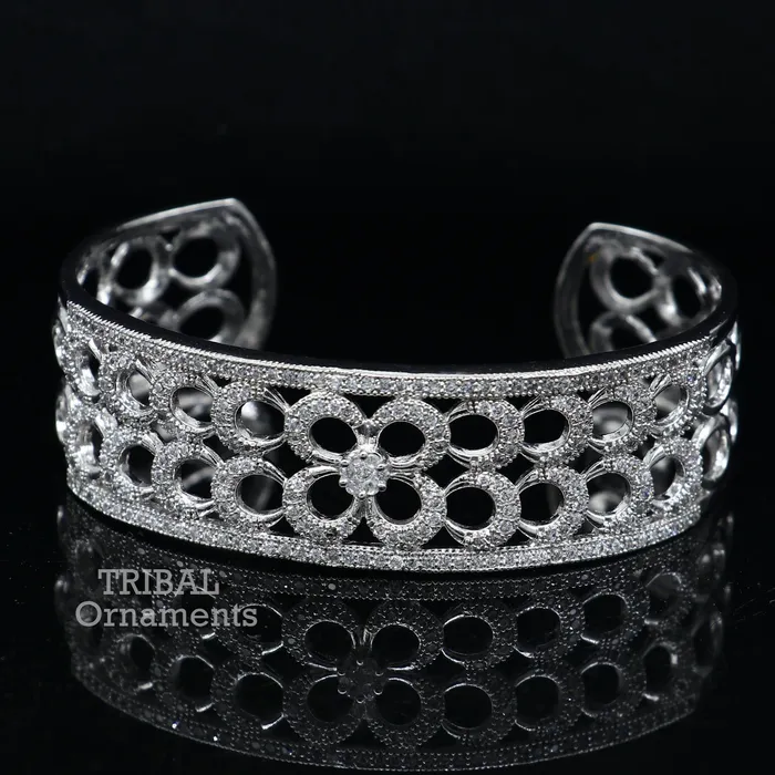 Bracelets TRIBAL ORNAMENTS 925 sterling silver handmade amazing cubic zircon stone adjustable cuff bangle bracelet kada customized girls jewelry cuff80 Bracelets TRIBAL ORNAMENTS 925 sterling silver handmade amazing cubic zircon stone adjustable cuff bangle bracelet kada customized girls jewelry cuff80