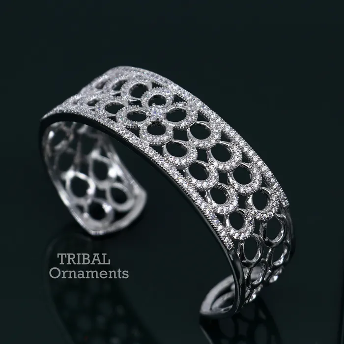 Bracelets TRIBAL ORNAMENTS 925 sterling silver handmade amazing cubic zircon stone adjustable cuff bangle bracelet kada customized girls jewelry cuff80