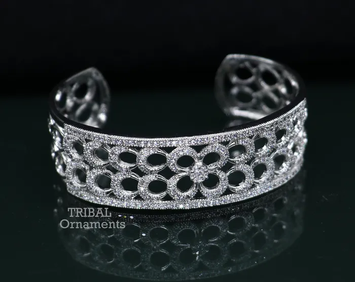 Bracelets TRIBAL ORNAMENTS 925 sterling silver handmade amazing cubic zircon stone adjustable cuff bangle bracelet kada customized girls jewelry cuff80