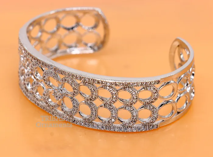 Bracelets TRIBAL ORNAMENTS 925 sterling silver handmade amazing cubic zircon stone adjustable cuff bangle bracelet kada customized girls jewelry cuff80