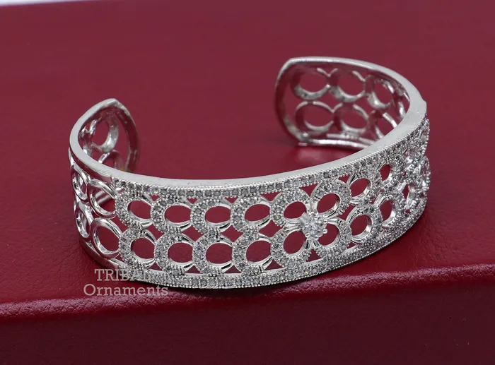 Bracelets TRIBAL ORNAMENTS 925 sterling silver handmade amazing cubic zircon stone adjustable cuff bangle bracelet kada customized girls jewelry cuff80