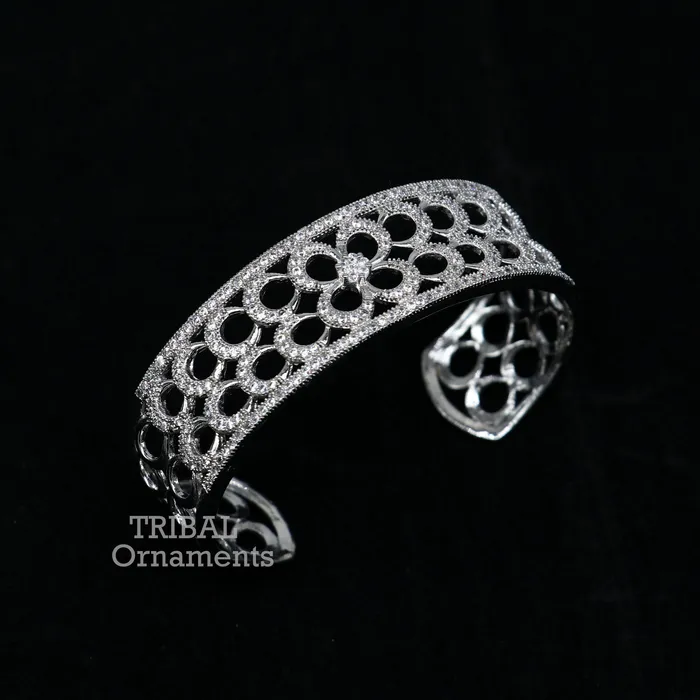 Bracelets TRIBAL ORNAMENTS 925 sterling silver handmade amazing cubic zircon stone adjustable cuff bangle bracelet kada customized girls jewelry cuff80