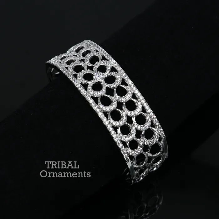 Bracelets TRIBAL ORNAMENTS 925 sterling silver handmade amazing cubic zircon stone adjustable cuff bangle bracelet kada customized girls jewelry cuff80