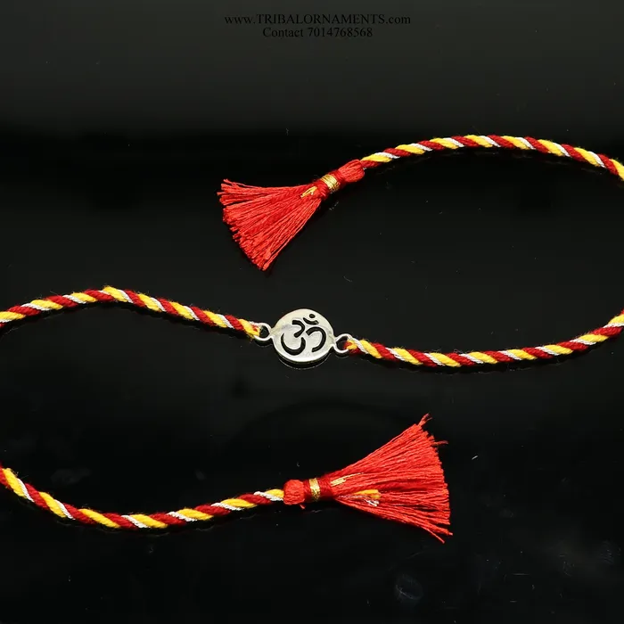 Bracelets TRIBAL ORNAMENTS 925 sterling silver handmade AUM design Rakhi Bracelet amazing stylish gift for Rakshabandhan rk85