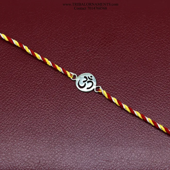 Bracelets TRIBAL ORNAMENTS 925 sterling silver handmade AUM design Rakhi Bracelet amazing stylish gift for Rakshabandhan rk85