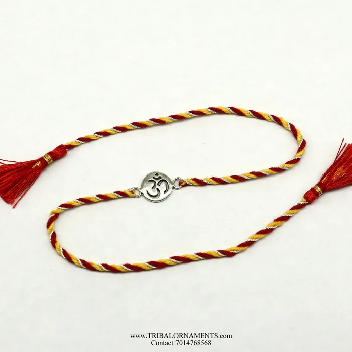 Bracelets TRIBAL ORNAMENTS 925 sterling silver handmade AUM design Rakhi Bracelet amazing stylish gift for Rakshabandhan rk85