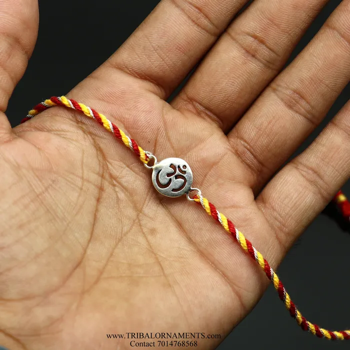 Bracelets TRIBAL ORNAMENTS 925 sterling silver handmade AUM design Rakhi Bracelet amazing stylish gift for Rakshabandhan rk85