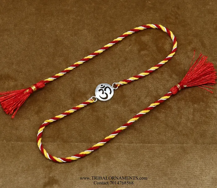 Bracelets TRIBAL ORNAMENTS 925 sterling silver handmade AUM design Rakhi Bracelet amazing stylish gift for Rakshabandhan rk85