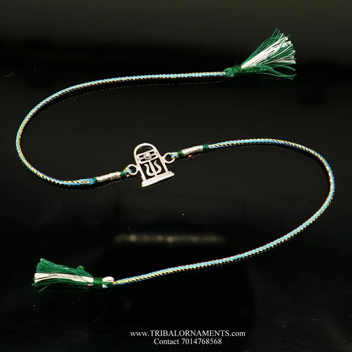 Bracelets TRIBAL ORNAMENTS 925 sterling silver handmade beautiful shivlingtrishul design Rakhi Bracelet amazing stylish gift for Rakshabandhan rk101