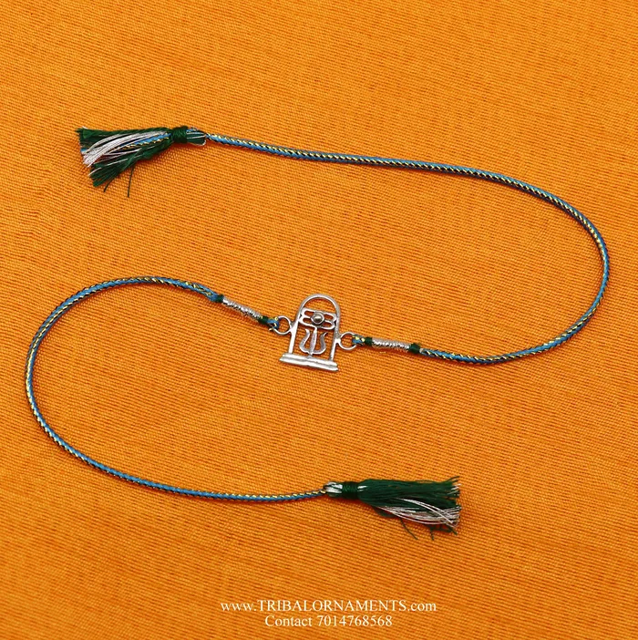 Bracelets TRIBAL ORNAMENTS 925 sterling silver handmade beautiful shivlingtrishul design Rakhi Bracelet amazing stylish gift for Rakshabandhan rk101