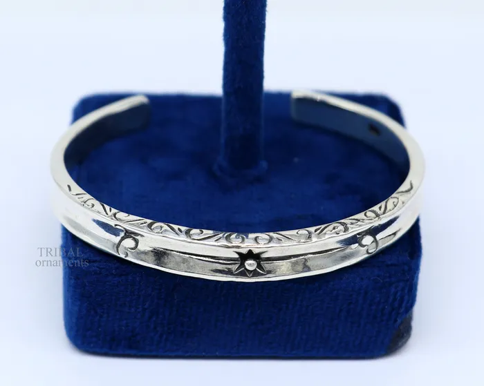 Bracelets TRIBAL ORNAMENTS 925 sterling silver handmade exclusive vintage design cuff bracelet bangle kada best unisex stylish fancy gifting jewelry cuff119