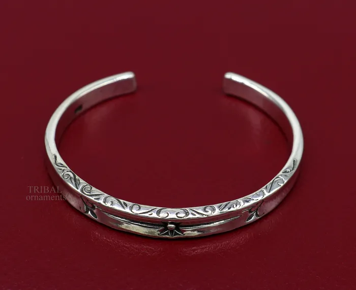 Bracelets TRIBAL ORNAMENTS 925 sterling silver handmade exclusive vintage design cuff bracelet bangle kada best unisex stylish fancy gifting jewelry cuff119