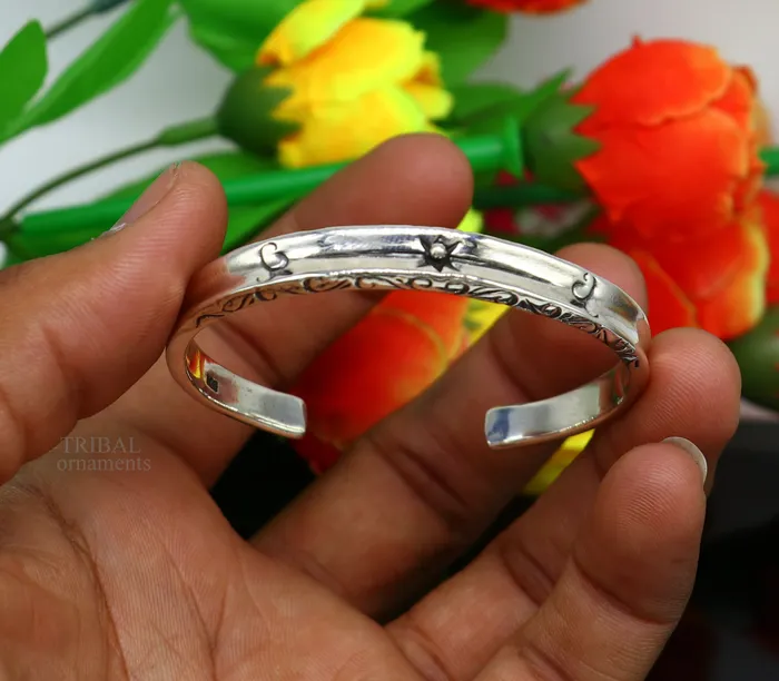 Bracelets TRIBAL ORNAMENTS 925 sterling silver handmade exclusive vintage design cuff bracelet bangle kada best unisex stylish fancy gifting jewelry cuff119