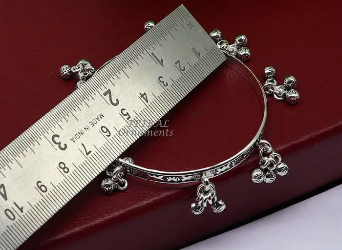 Bracelets TRIBAL ORNAMENTS 925 sterling silver handmade girls bangle bracelet unique gorgeous jingling bells drops excellent charm brides gifting jewelry ba177
