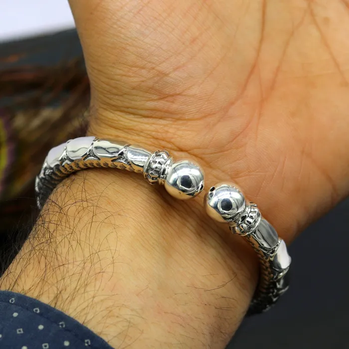 Bracelets TRIBAL ORNAMENTS 925 sterling silver handmade gorgeous customized work bangle bracelet kada vintage antique design stylish bangle unisex jewelry nsk330
