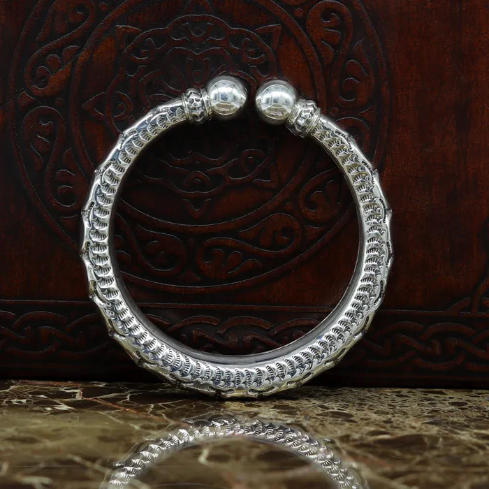 Bracelets TRIBAL ORNAMENTS 925 sterling silver handmade gorgeous customized work bangle bracelet kada vintage antique design stylish bangle unisex jewelry nsk330