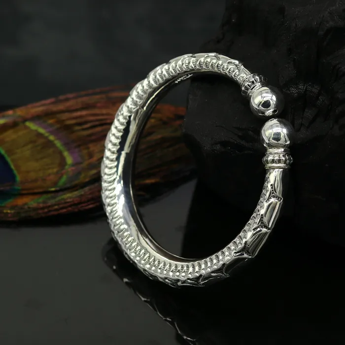 Bracelets TRIBAL ORNAMENTS 925 sterling silver handmade gorgeous customized work bangle bracelet kada vintage antique design stylish bangle unisex jewelry nsk330