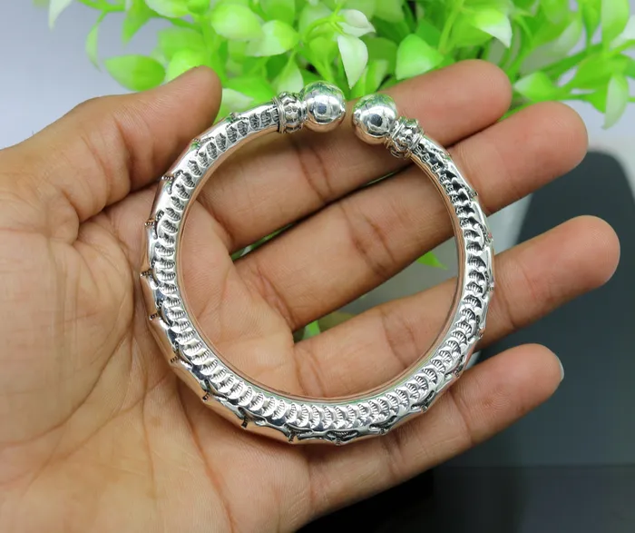 Bracelets TRIBAL ORNAMENTS 925 sterling silver handmade gorgeous customized work bangle bracelet kada vintage antique design stylish bangle unisex jewelry nsk330