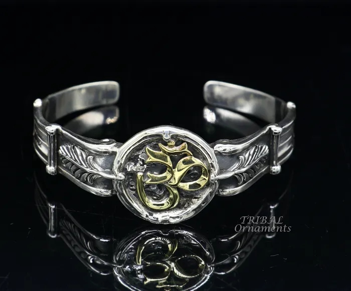 Bracelets TRIBAL ORNAMENTS 925 sterling silver vintage antique design handmade chitai work Aum design adjustable bangle bracelet kada customized jewelry cuff101 Bracelets TRIBAL ORNAMENTS 925 sterling silver vintage antique design handmade chitai work Aum design adjustable bangle bracelet kada customized jewelry cuff101