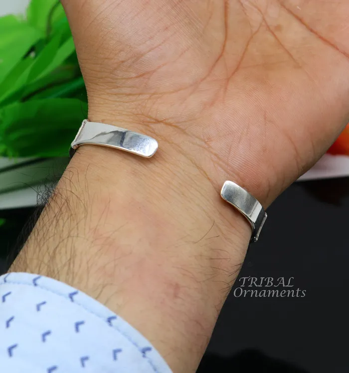 Bracelets TRIBAL ORNAMENTS 925 sterling silver vintage antique design handmade chitai work Aum design adjustable bangle bracelet kada customized jewelry cuff101