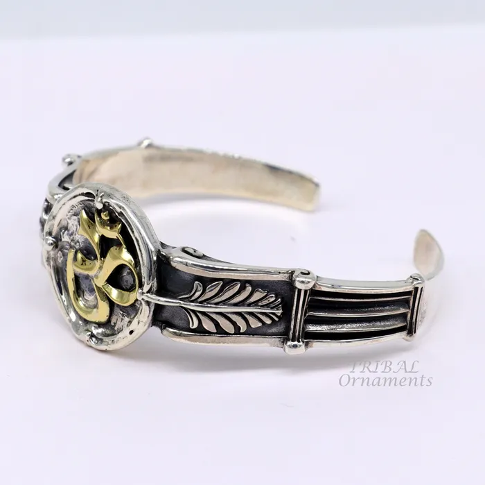 Bracelets TRIBAL ORNAMENTS 925 sterling silver vintage antique design handmade chitai work Aum design adjustable bangle bracelet kada customized jewelry cuff101